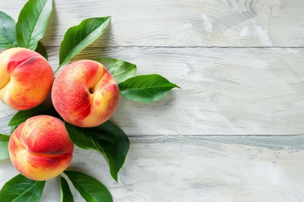 Estandarte de frutos de melocotón frescos y maduros para sitios web o proyectos de diseño para mejorar el atractivo visual