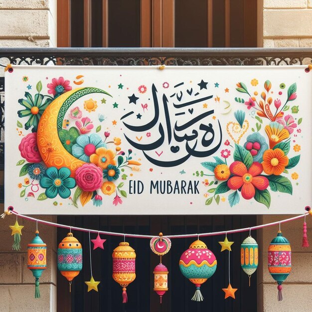 el estandarte generativo de Eid Mubarak