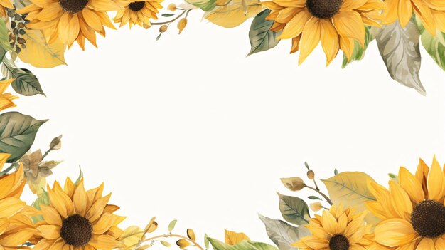 Estandarte de girasol Cuadro floral de acuarela Flores amarillas para invitaciones de boda rústicas Decoración de Acción de Gracias Guarde el diseño de la tarjeta de fecha de otoño