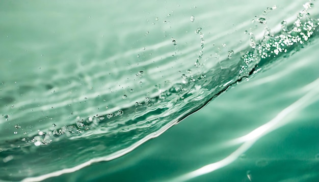 Estandarte de la naturaleza de verano de moda Líquido de menta acuática desenfocado de color textura de superficie de agua clara