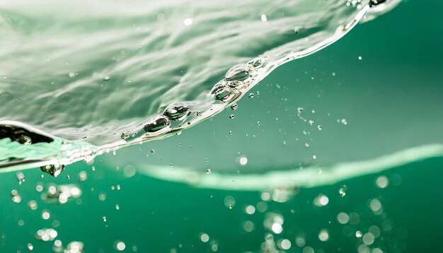 Estandarte de la naturaleza de verano de moda Líquido de menta acuática desenfocado de color textura de superficie de agua clara