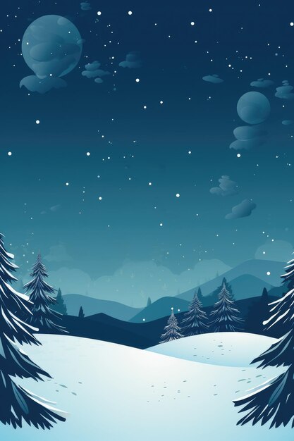 Estandarte navideño Ilustración pastel Paisaje de la temporada de invierno con árbol de Navidad y nieve Generativo ai