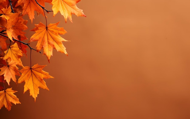 Estandarte de otoño con hojas de naranja de fondo