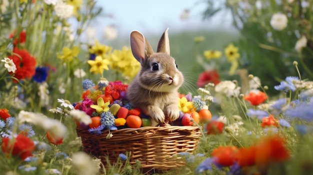 Estandarte de Pascua con huevos de Pascua y conejo de Pascua