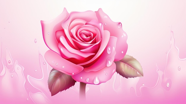 Estandarte con una rosa rosada