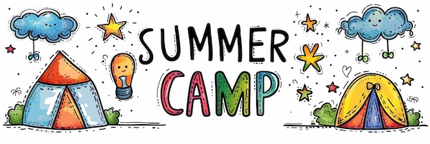 Foto estandarte vibrante del campamento de verano para promover aventuras emocionantes durante las vacaciones de verano