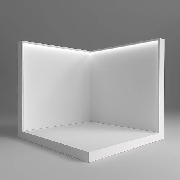Estande de exposição 3D Showroom canto quadrado quadrado geométrico vazio padrão de caixa em branco exh