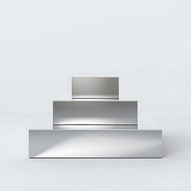 Estande de produtos metálicos quadrados com um aspecto elegante e industrial Isolado Ideia de layout mínimo