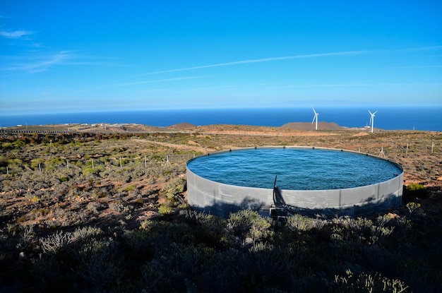 Estanque de Agua Redonda para Agricultura en Islas Canarias