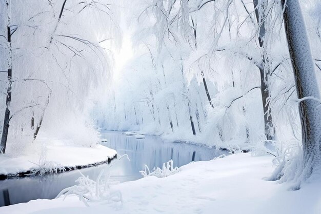 un estanque congelado en invierno