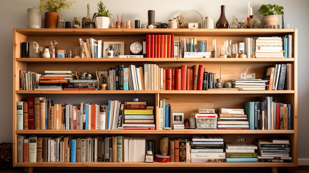 Un estante de libros con libros en una sala de la biblioteca