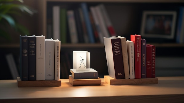Foto estante con libros y planta en maceta en la parte superior día mundial del libro