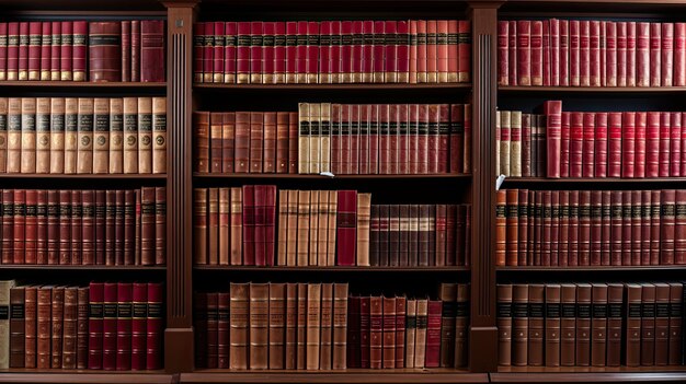 Un estante de libros raros y valiosos catalogados y expuestos en una biblioteca de libros raros y manuscritos