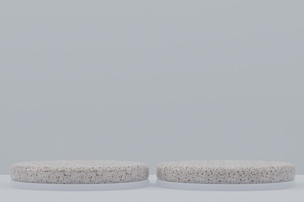 Estante de podio de mármol o soporte de producto vacío estilo mínimo sobre fondo gris para la presentación de productos cosméticos