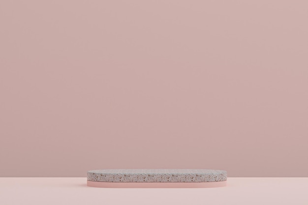 Estante de podio de mármol o soporte de producto vacío estilo mínimo sobre fondo rosa para la presentación de productos cosméticos.