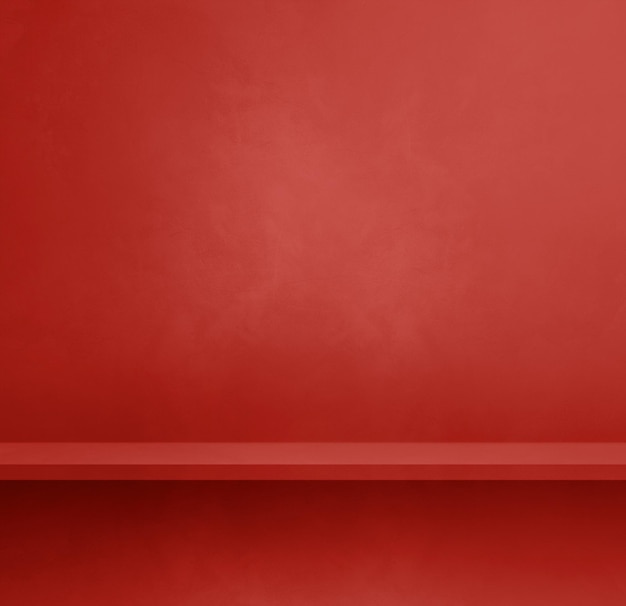 Estante vacío en un muro de hormigón rojo Plantilla de fondo Maqueta cuadrada