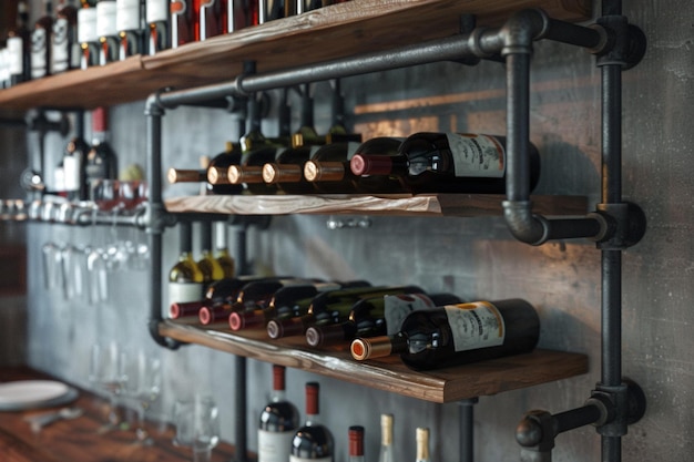 Foto estante para vinos de estilo industrial
