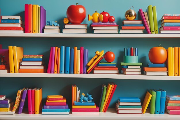 Foto estantería de libros de colores de fondo