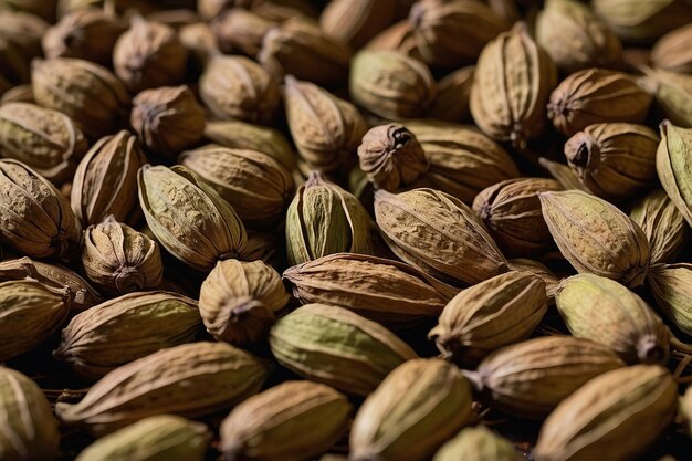 Foto estanterías para el secado de vainas de cardamomo