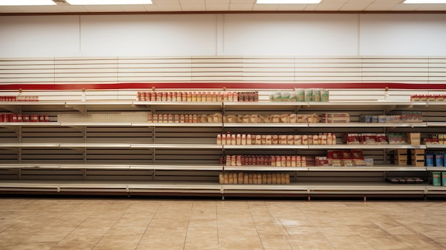 estanterías vacías de los supermercados una representación visual del impacto de las órdenes de permanencia en el hogar que destacan los efectos en la vida cotidiana