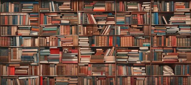 Estantes de livros vibrantes cheios de conhecimento intelectual