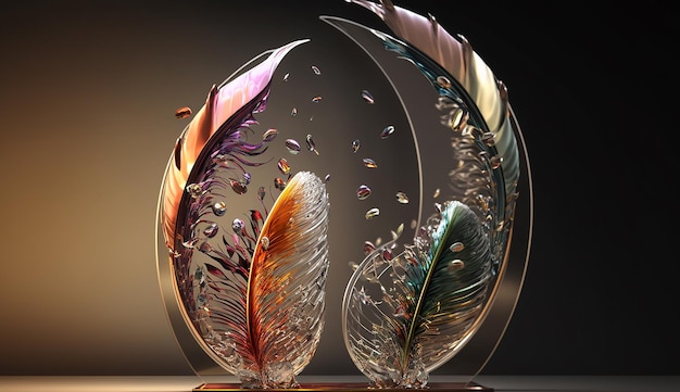 Estantes de esculturas de vidrio modernas para decoración del hogar, pantalla generada por IA