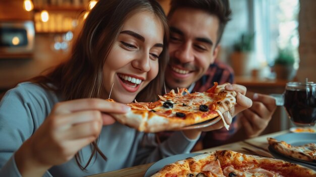 Foto estão a comer uma pizza deliciosa.