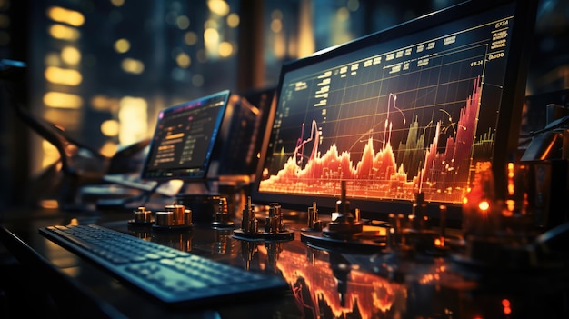 Estatísticas financeiras do mercado de ações no ecrã