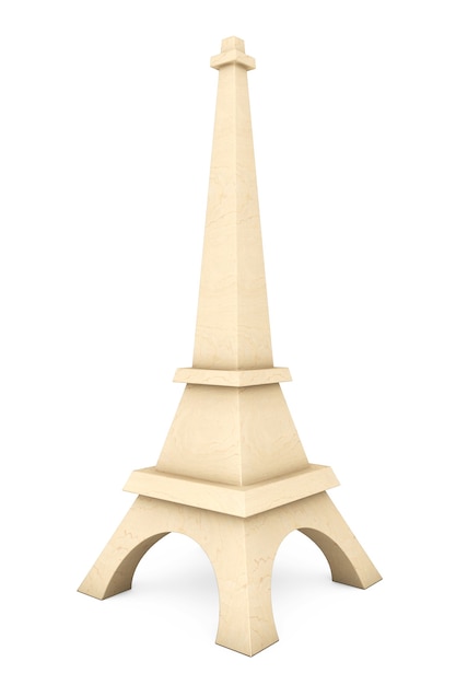 Estátua 3D de madeira da torre Eiffel em um fundo branco