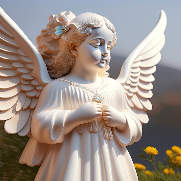 Una estatua de un ángel de porcelana