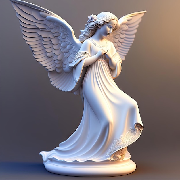Una estatua de un ángel de porcelana