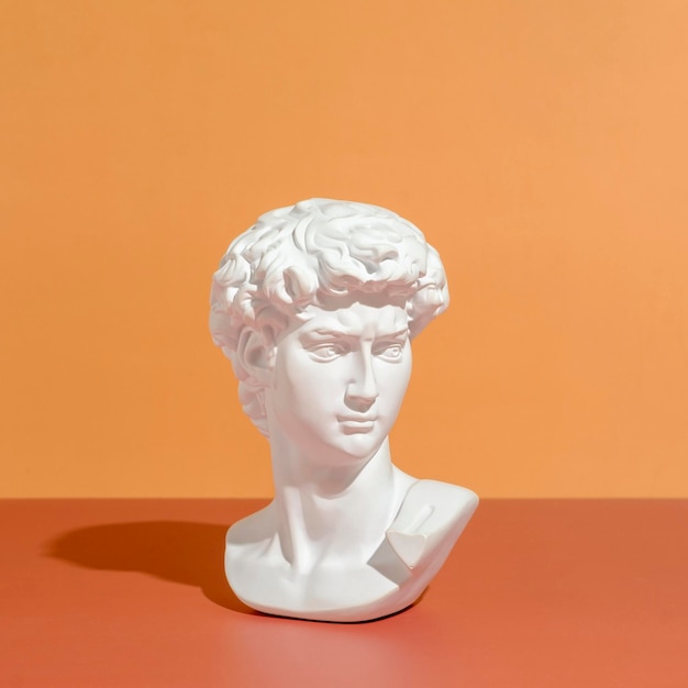 Estátua antiga de david de michelangelo no conceito pop futurismo e vaporwave