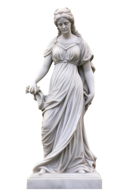 Estátua antiga de mármore de mulher romana grega isolada em branco