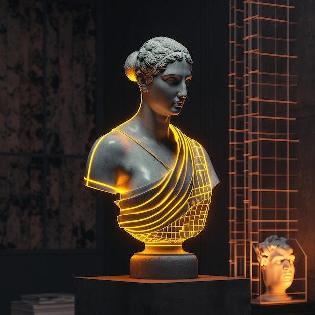 Estatua de una antigua mujer de la antigüedad en un estilo moderno IA generativa