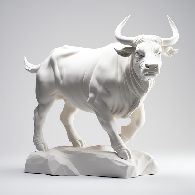 una estatua blanca de un toro