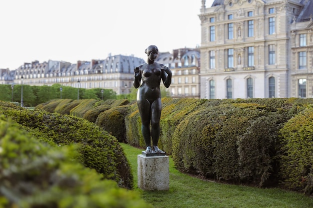 Foto estatua de bronce en el jardín público de las tullerías