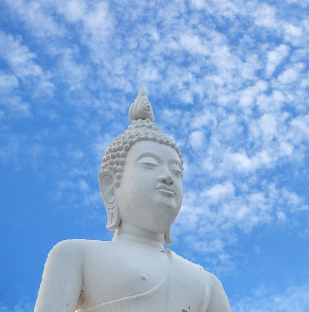 Estatua de Buda blanco y cielo azul