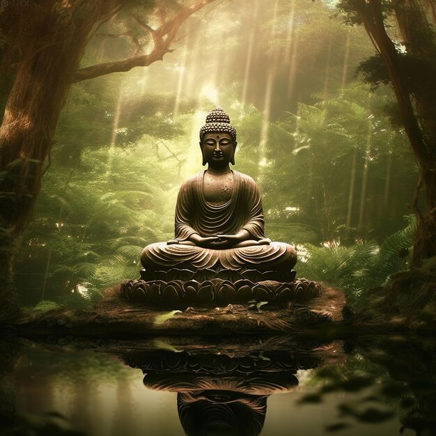 estatua de Buda en el bosque