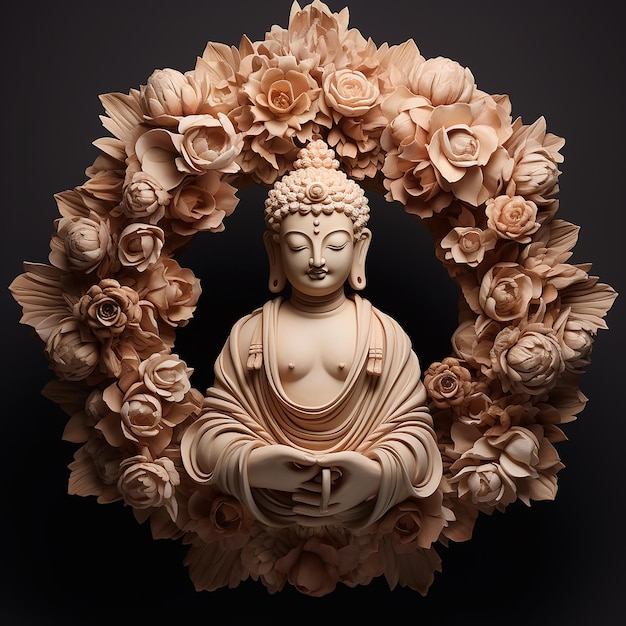 Estatua de Buda en forma de corona de flores