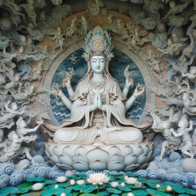 Foto estatua del buda guan yin la diosa de la misericordia