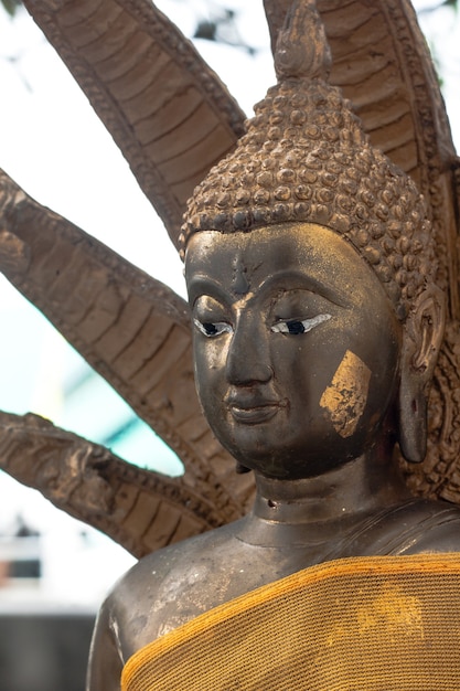 Estatua de Buda de oro con pose de portada Naka closeup, Tailandia