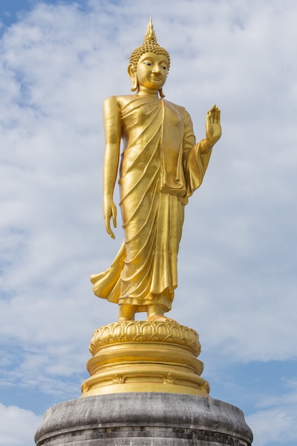 Foto estatua de buda de pie en el cielo azul