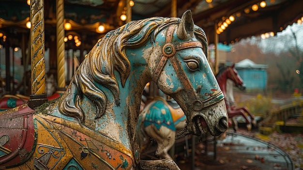 una estatua de caballo azul con una melena azul y una melena blue