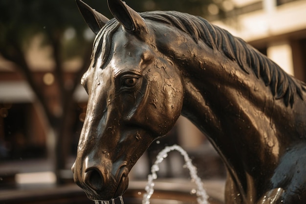 Una estatua de un caballo con la palabra caballo en él