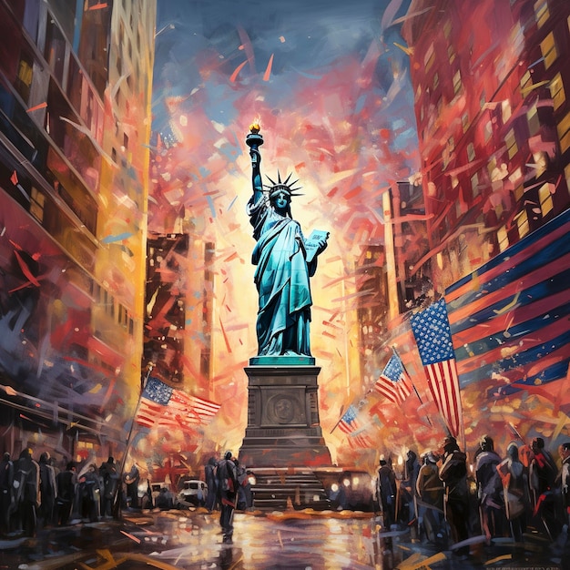 Estátua da Liberdade, Dia da Independência, 4 de julho, bandeira dos EUA