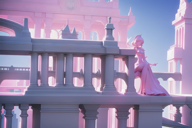 Estátua da Liberdade rosa Nova Iorque Barbie Girl estilo ilustração generativa ai