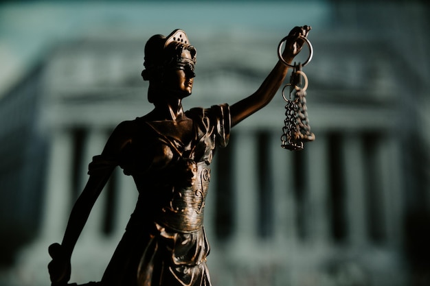 Foto estatua, de, dama, justicia, ley, concepto