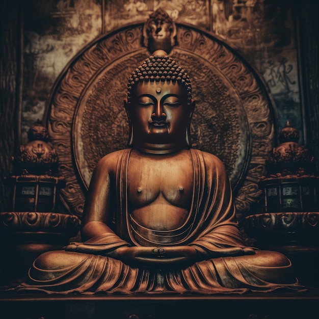 Estátua de Buda como capa de álbum para IA generativa de mediação