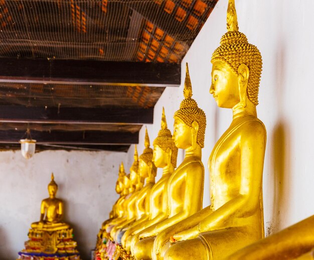 Estátua de Buda dourada em linha
