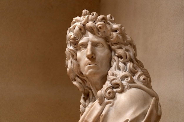 Estátua de busto de mármore nobre francês Pierre Mignard